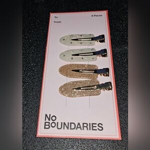 4pk No Boundaries Glitter & Rhinestone No Crease Hair Clips BNIB